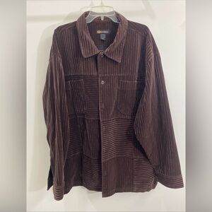 Vintage GODBODY 2XL Velour Brown Shacket Retro Streetwear Hip Hop 90s Y2K gear